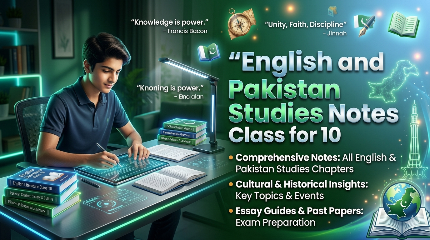 English and Pakistan Studies Notes for Class 10